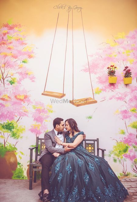 Photo of Pretty couple portrait in an outdoor pre wedding shoot