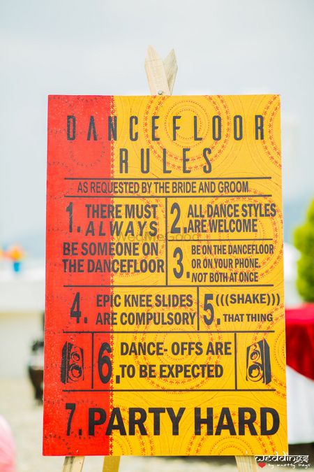 Floral printed dance floor rules 