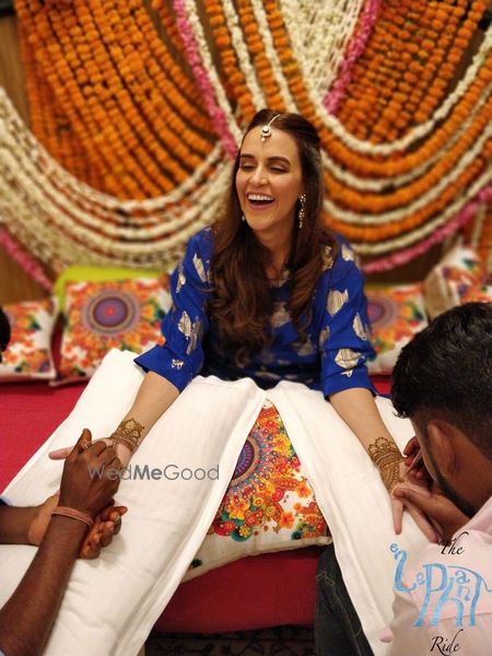 Photo of Neha Dhupia wedding getting mehendi put