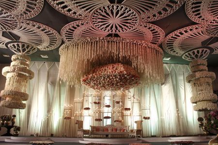Photo of Beautiful stage decor with floral ceiling