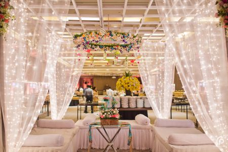 Sheer Curtains with Fairy Lights in Wedding Decor