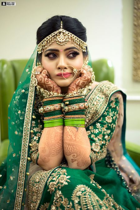 Unique portrait with bored bride 