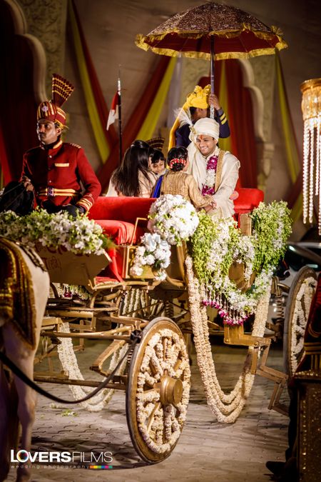 Groom entry idea on chariot 