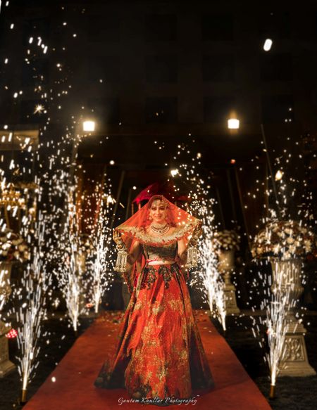 Unique bridal entry alone with sparklers 