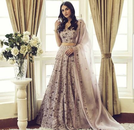 Engagement or sister of the bride lehenga in dusty lilac 