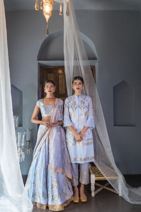 Photo of Gota patti outfits in ice blue