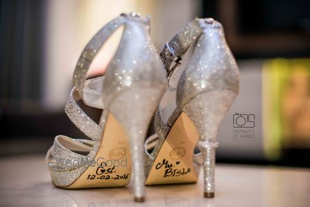 Bridal Shoes with Messages and Dates on the Sole