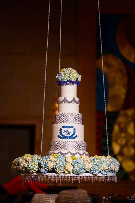 Wedding cake on a swing with six tiers