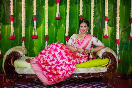South Indian bride with unique motifs 