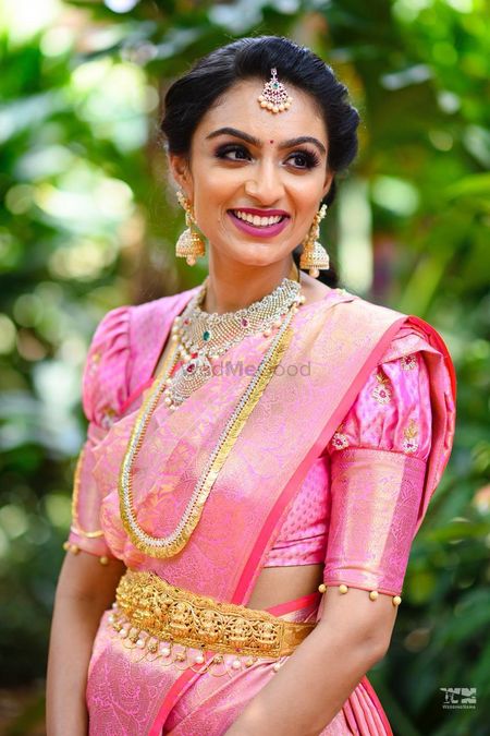south indian bridal blouse design with poufy sleeves