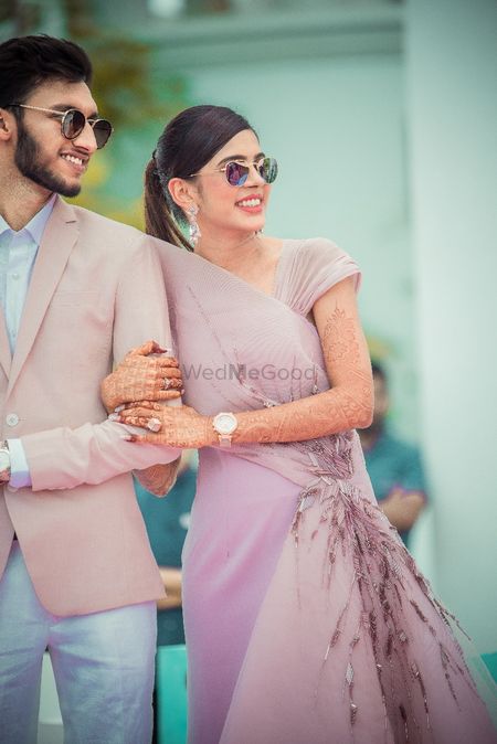 Photo of Mehendi bridal look with lilac gown