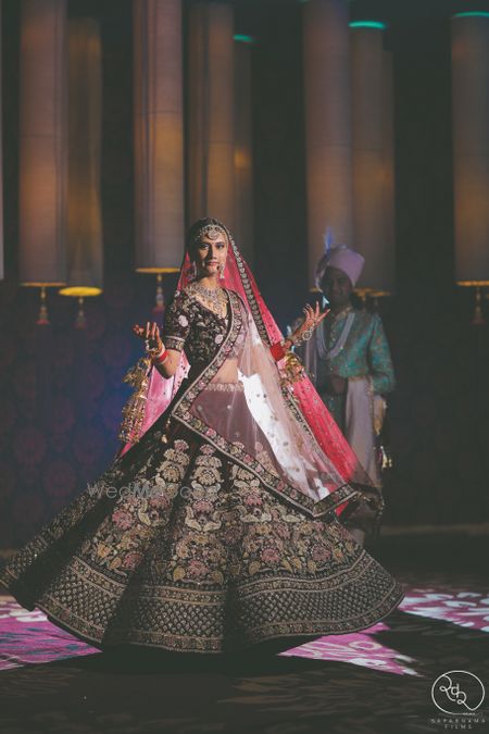 Velvet bridal lehenga for winter wedding 