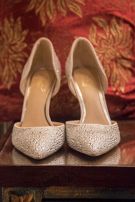 Photo of Gold bridal heels with stones