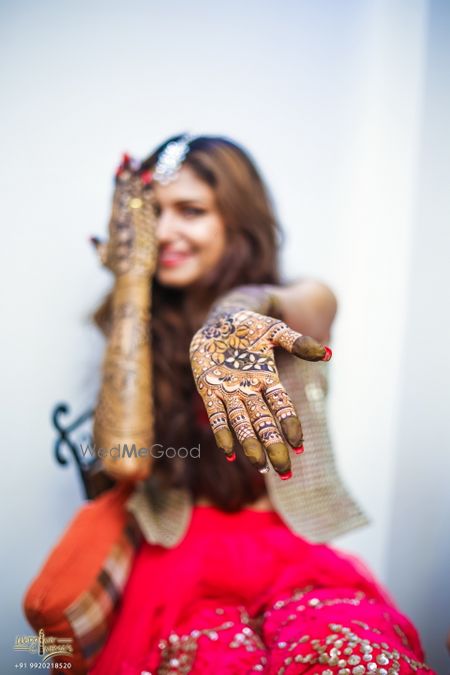 Bridal mehendi portrait showing off 