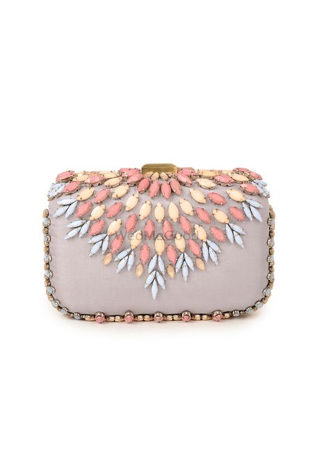 light grey and pink clutch