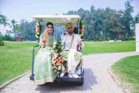 Photo of Couple exit ideas on golf cart