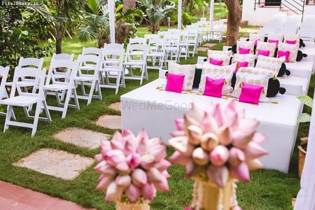 Pink and white theme decor for morning wedding