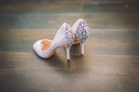 Photo of Nude embellished bridal shoes
