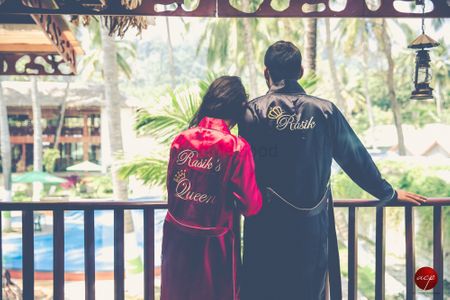 Personalised robes for pre wedding shoot 