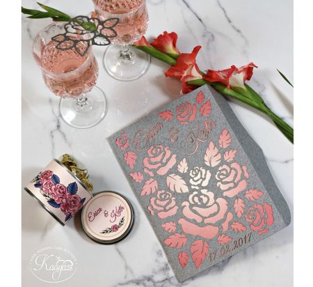 Rose theme wedding card with laser cut 