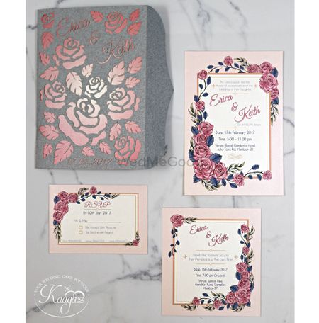 Modern wedding card with rose theme 