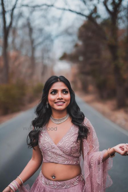 Onion pink light lehenga for engagement 