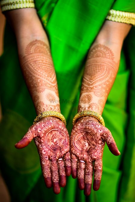 Bride and groom portrait mehendi after coming off