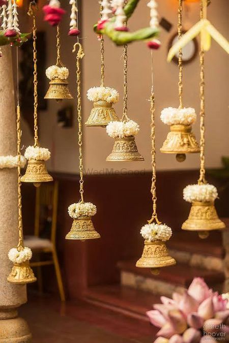 Hanging temple bells South Indian decor