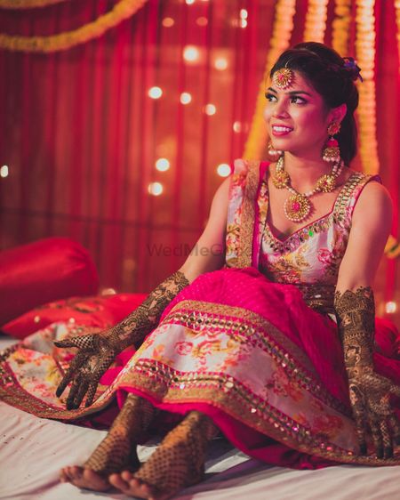 Bridal Portrait with Jali Mehendi on Hands and Feet