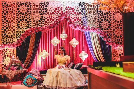 Photo of Moroccan theme mehendi stage decor