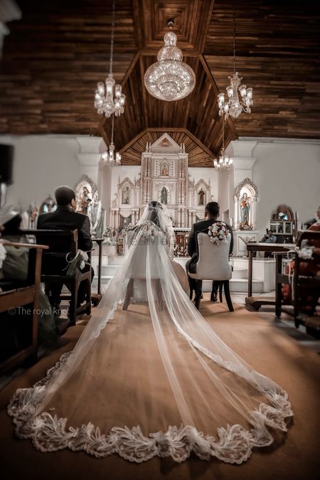 Christian wedding gown with a huge train 