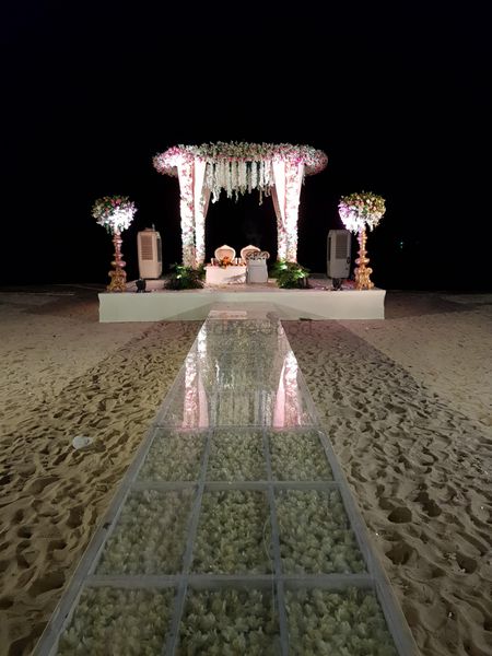 Unique floral mandap decoration for a beach wedding 