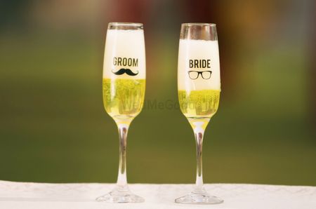 Photo of Bride and groom glasses