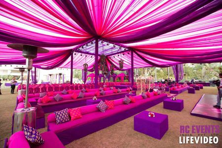 Purple and pink mehendi decor color scheme