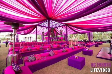 Purple and pink mehendi decor color scheme