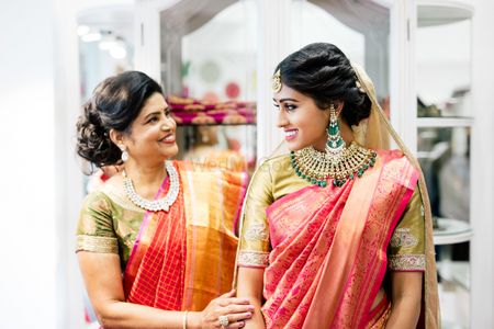 Photo of South Indian bridal look with mother
