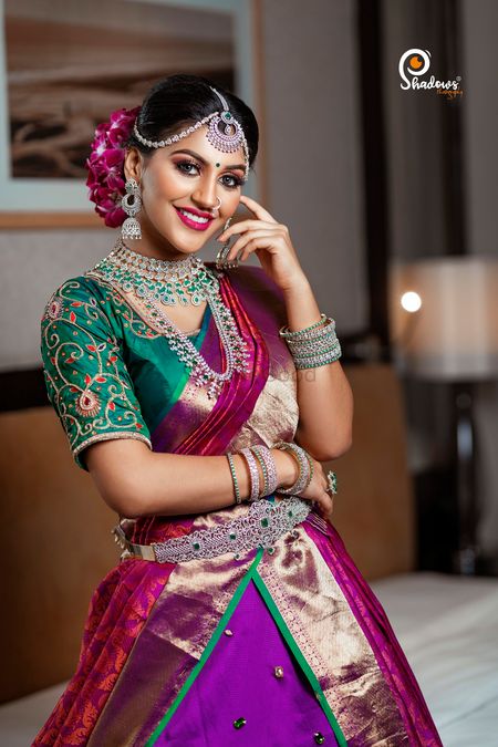 Blue Colored Silk Cloth Kept in White Background with a Jewellery Set from  a Saree Shoot. Stock Photo - Image of background, jewellery: 187372680