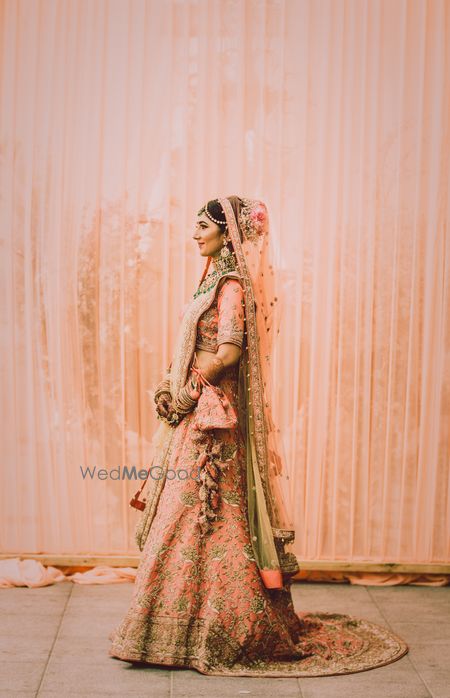 Morning bridal lehenga with train 