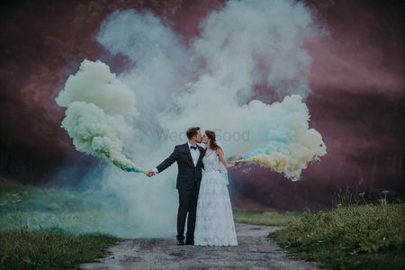 Smoke stick prop for post wedding shoot 