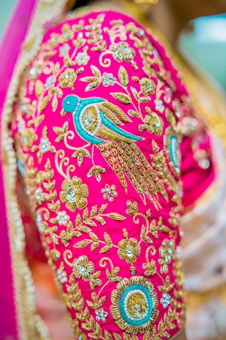 Bird motif blouse for south indian bride