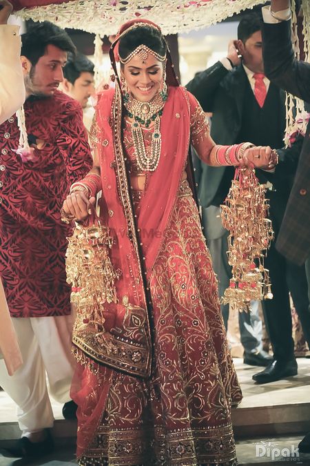 Bride Entry under Floral Chaadar