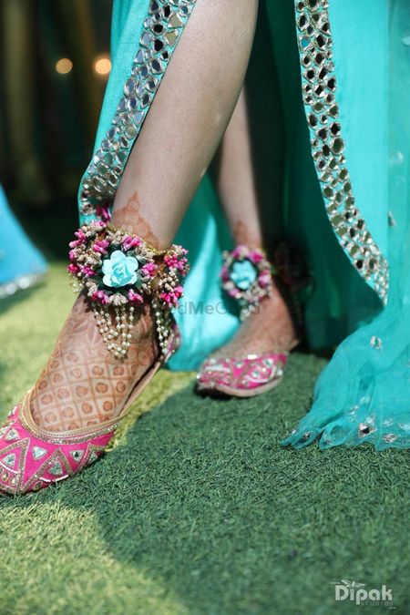 Bridal juttis and floral anklets 