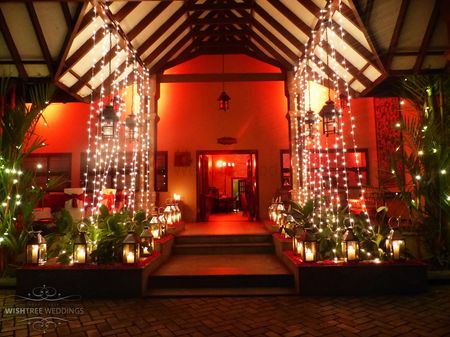 Red Themed Entrance with Fairy Lights