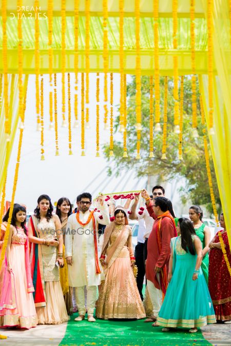 Photo of shell pink lehenga