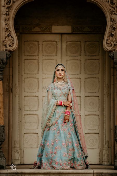Offbeat bridal lehenga in editorial style shoot 