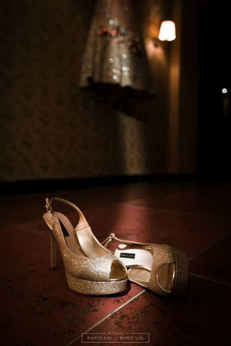 Photo of Shimmery gold peep toes for bride