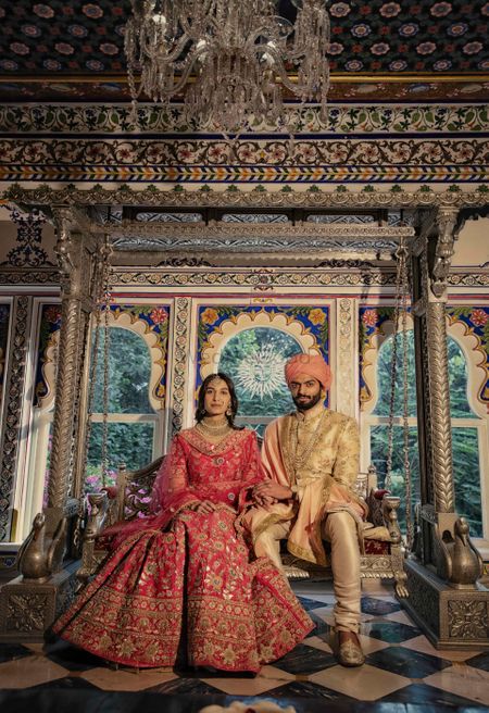 Regal couple portrait in a palace 