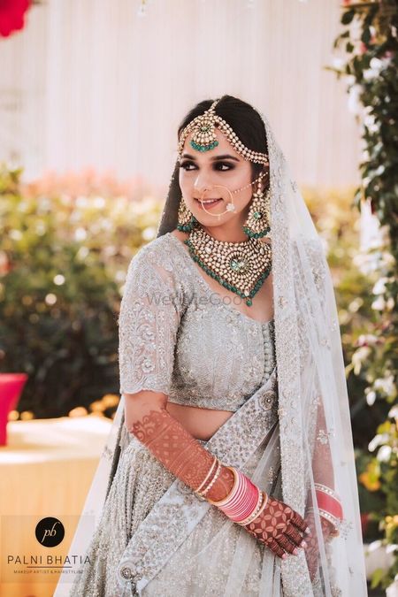 The Bride Dazzled In A Silver Sequinned Manish Malhotra 'Nooraniyat' Lehenga  At Her Engagement Party
