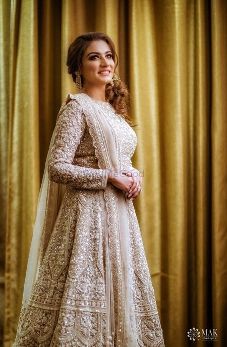Engagement outfit with ivory anarkali 