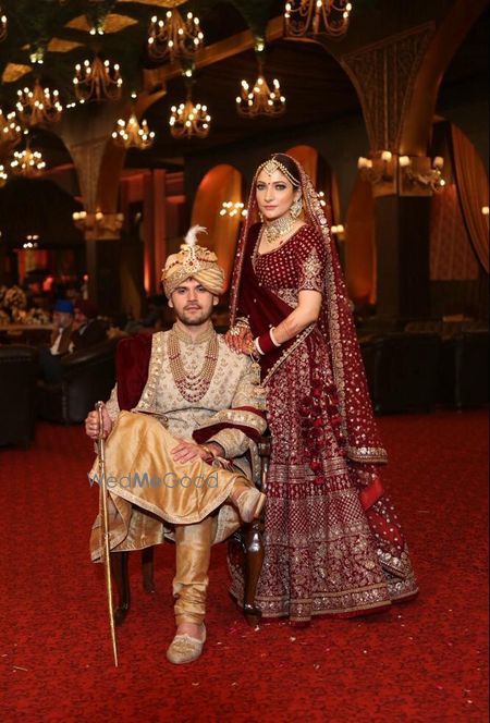 Photo of A portrait of bride and groom.